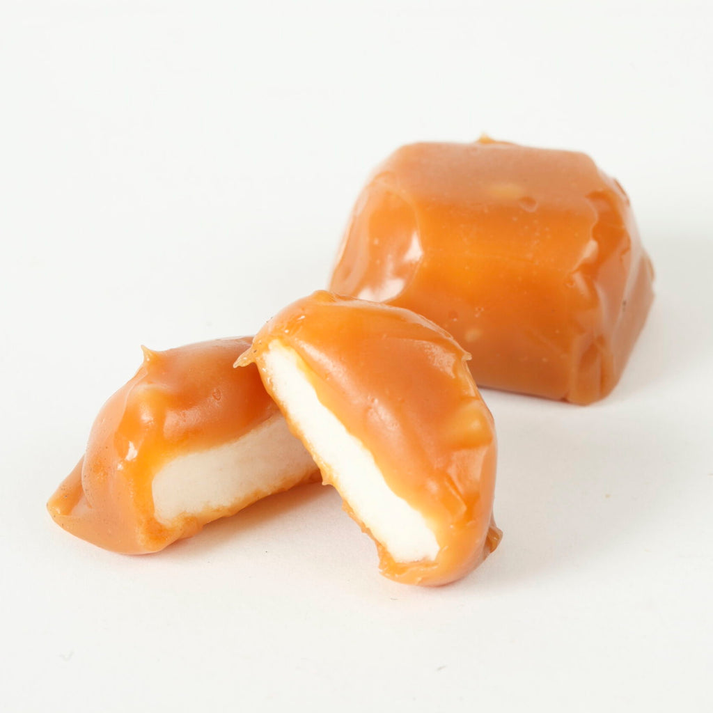 Candies consisting of soft marshmallows coated in gooey caramel called Modjeskas, made by Muth's Candies, one of the businesses featured on the Nulu Woman-Owned Walking Tour and Woman-Owned Directory hosted by WOW.