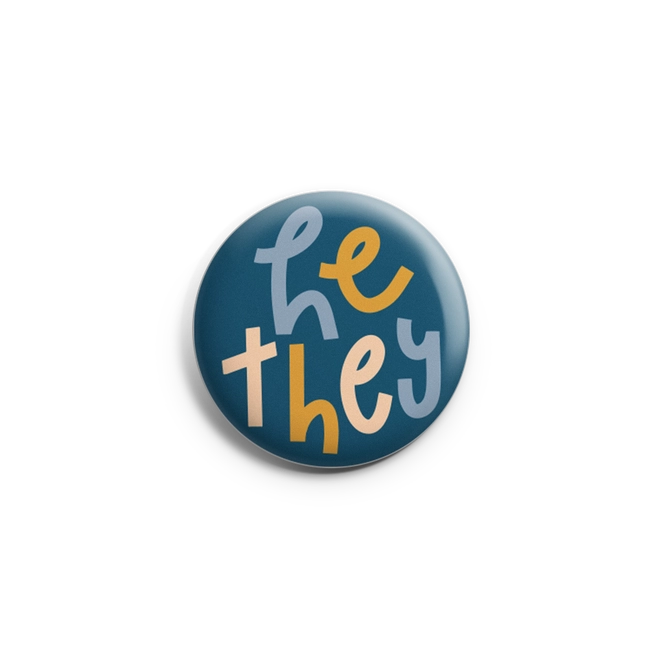 Button - He/They Colorful