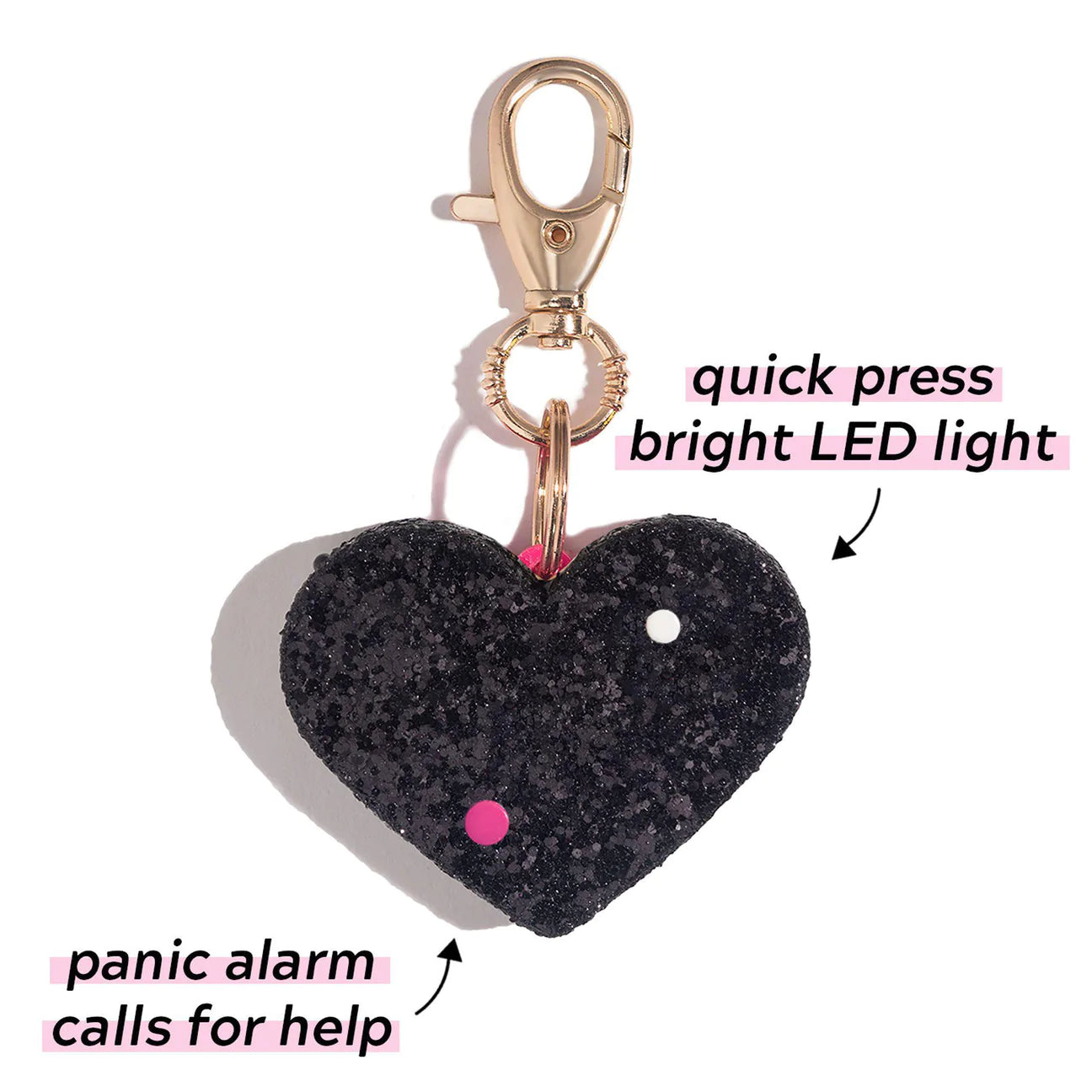 Safety Alarm - Black Sparkly Heart