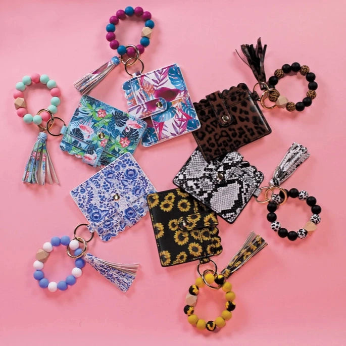 Wallet -  Jewel Toned Palms Beaded Wristlet