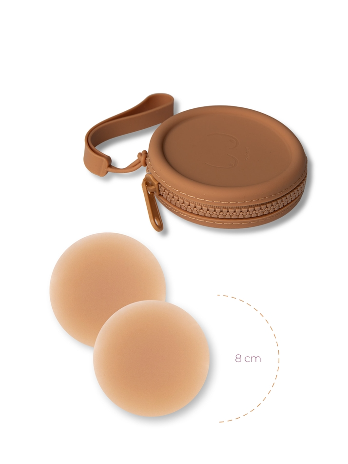 Pasties with Silicone Travel Case - Medium Nude