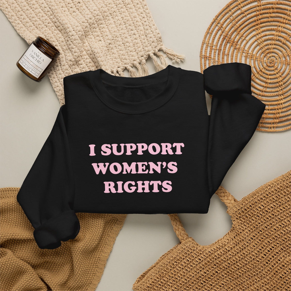 Sweatshirt - I Support Women’s Rights and Wrongs (Light Pink)