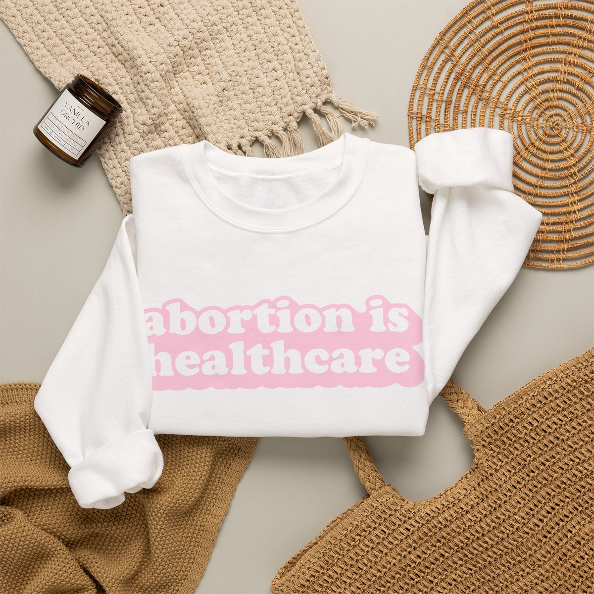 Sweatshirt - Abortion Is Healthcare (Light Pink)