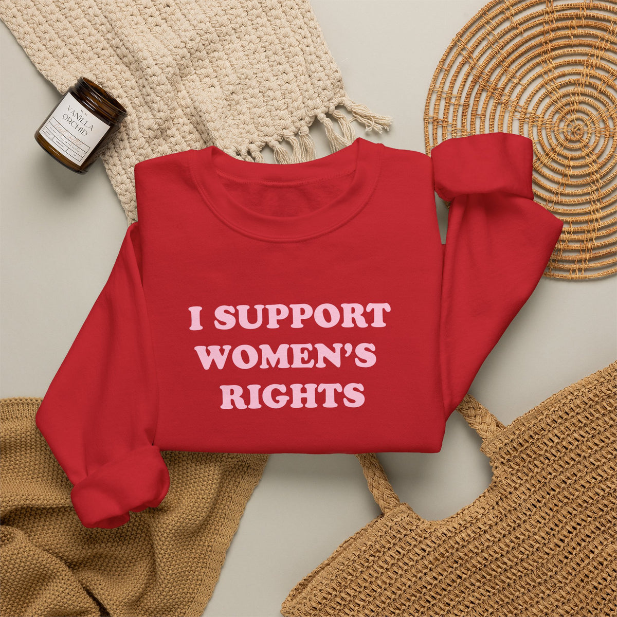 Sweatshirt - I Support Women’s Rights and Wrongs (Light Pink)