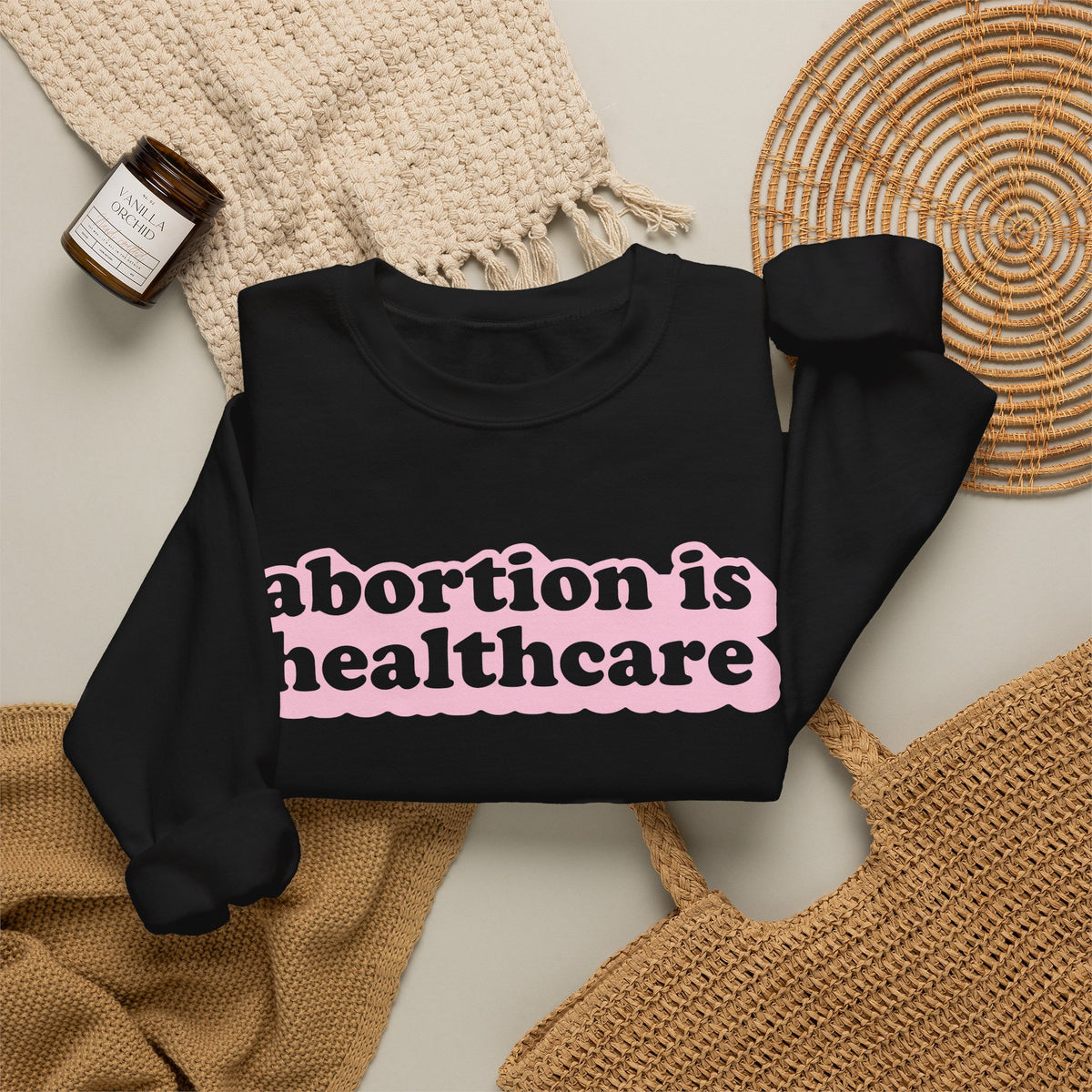 Sweatshirt - Abortion Is Healthcare (Light Pink)