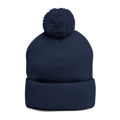 Embroidered Pom-Pom Beanie — "Dolly for President"