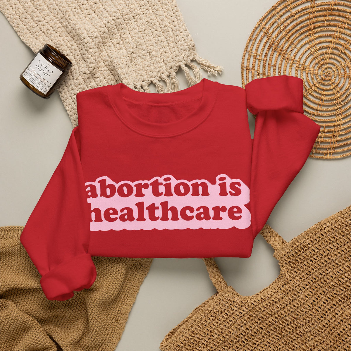Sweatshirt - Abortion Is Healthcare (Light Pink)
