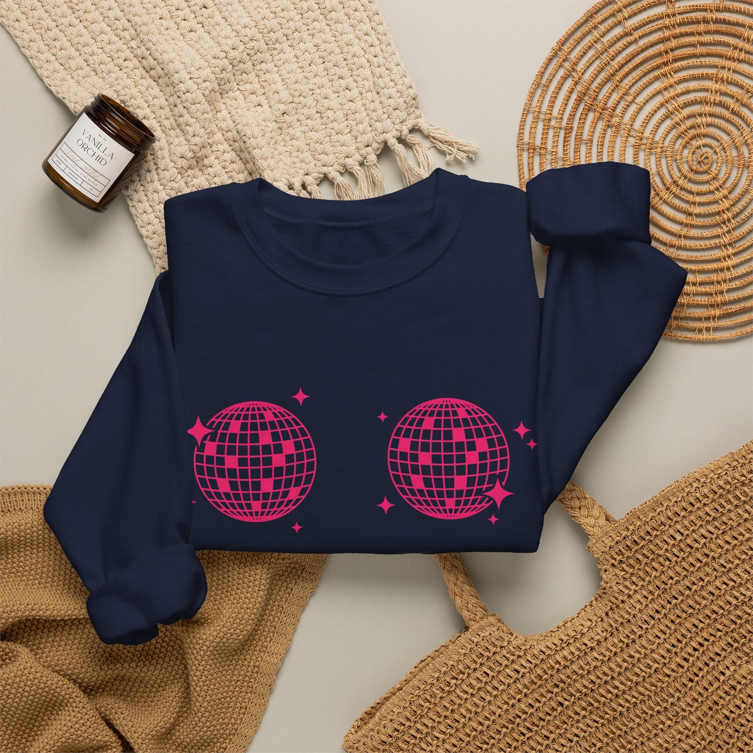 Sweatshirt - Disco Boobs (Dark Pink)