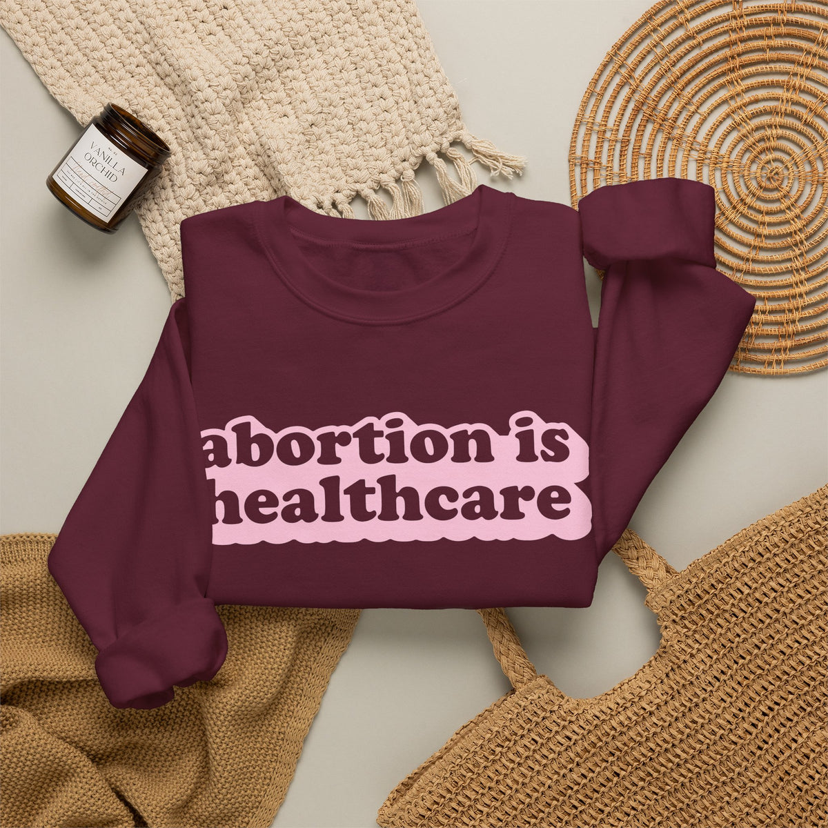 Sweatshirt - Abortion Is Healthcare (Light Pink)