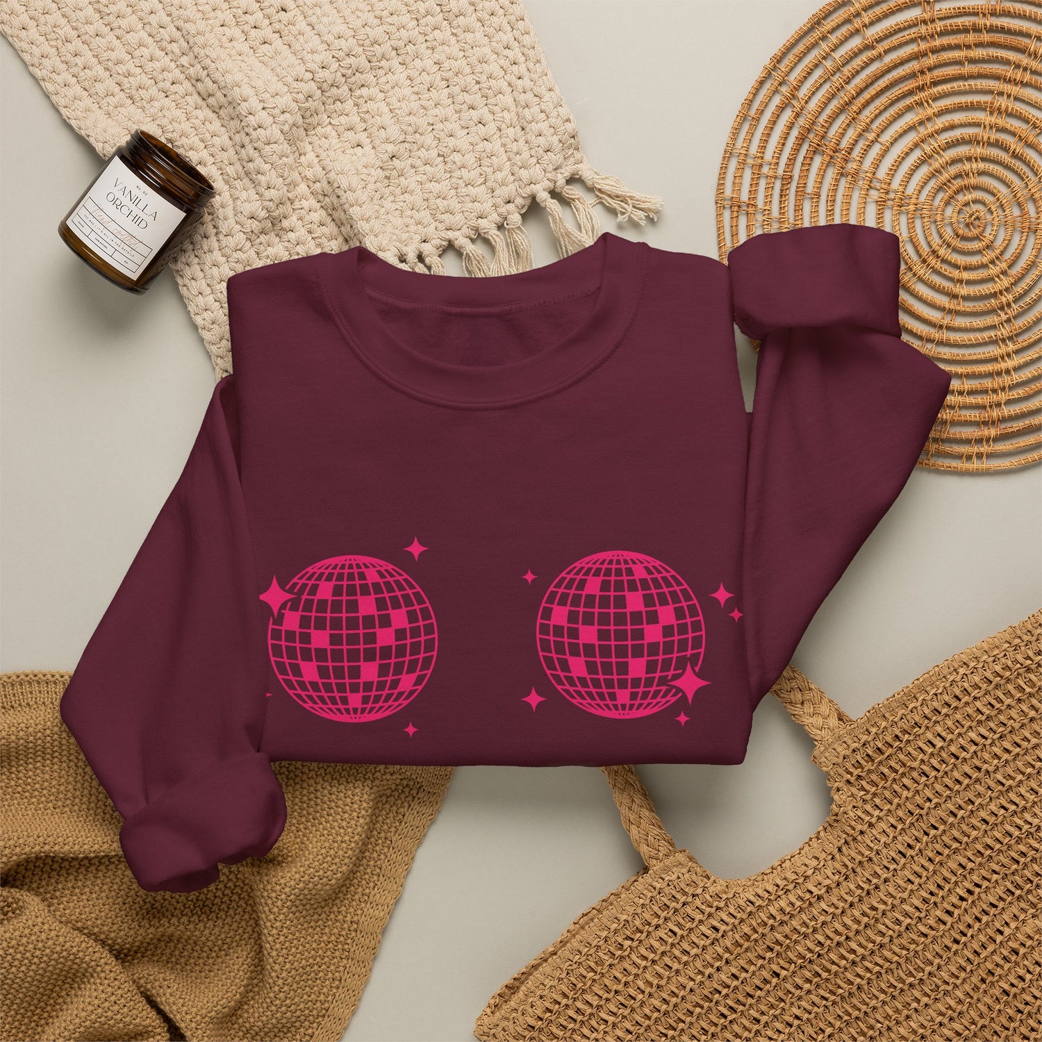 Sweatshirt - Disco Boobs (Dark Pink)