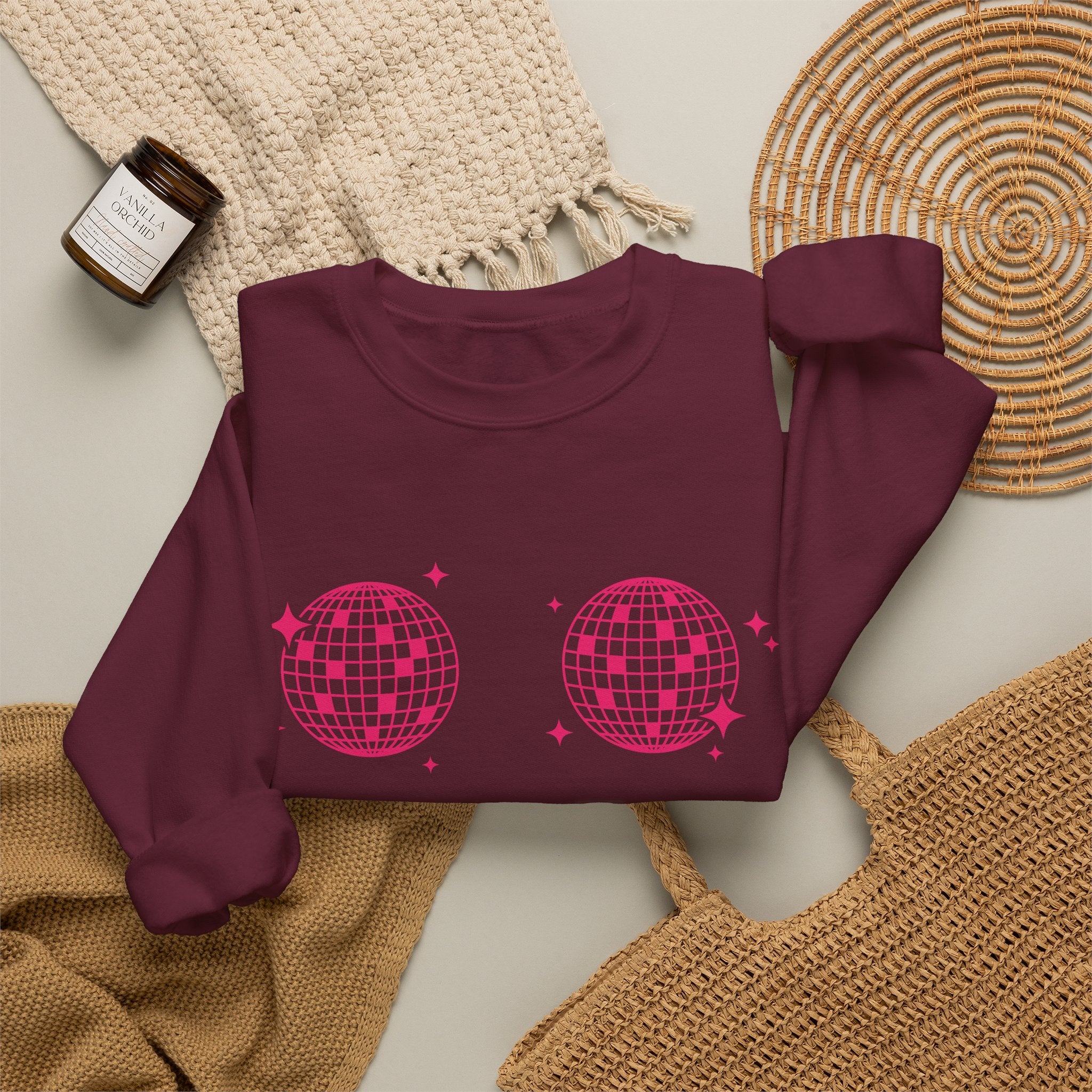 Sweatshirt - Disco Boobs (Dark Pink)