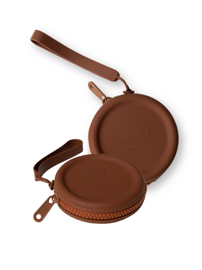 Pasties with Silicone Travel Case - Dark Nude