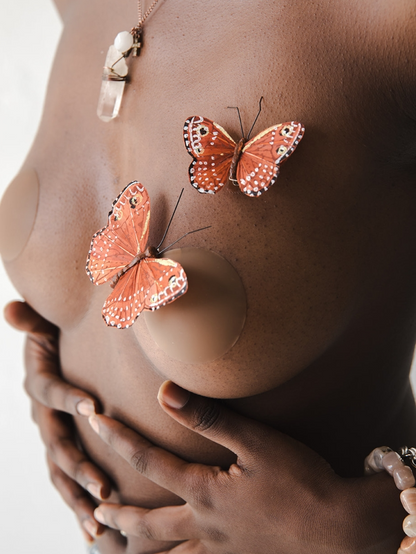 Pasties with Silicone Travel Case - Dark Nude