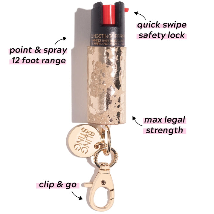 Pepper Spray - Metallic Gold Cowhide Pattern