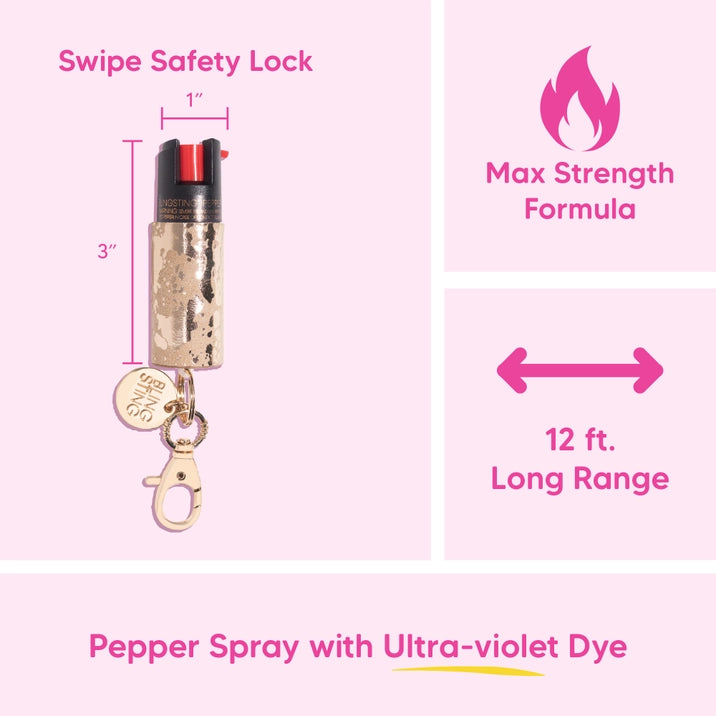 Pepper Spray - Metallic Gold Cowhide Pattern