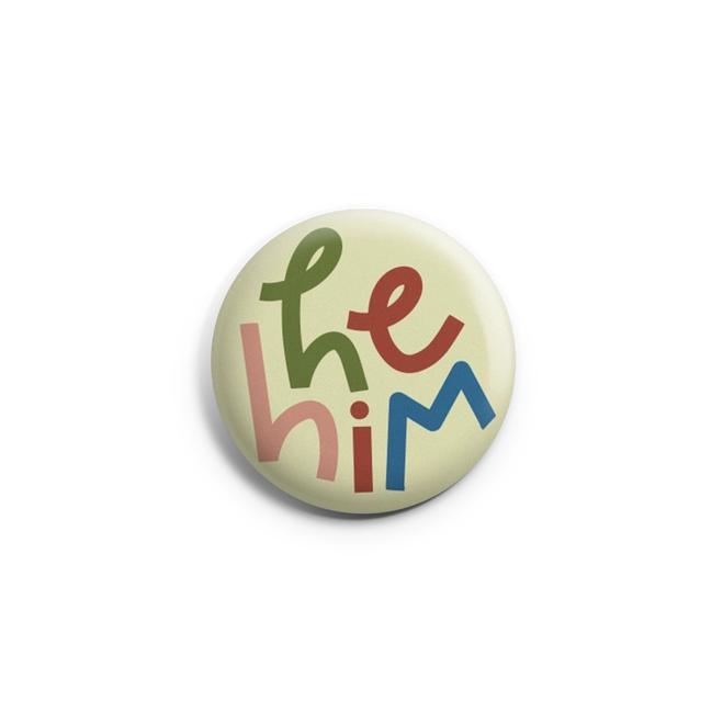 Button - He/Him Colorful