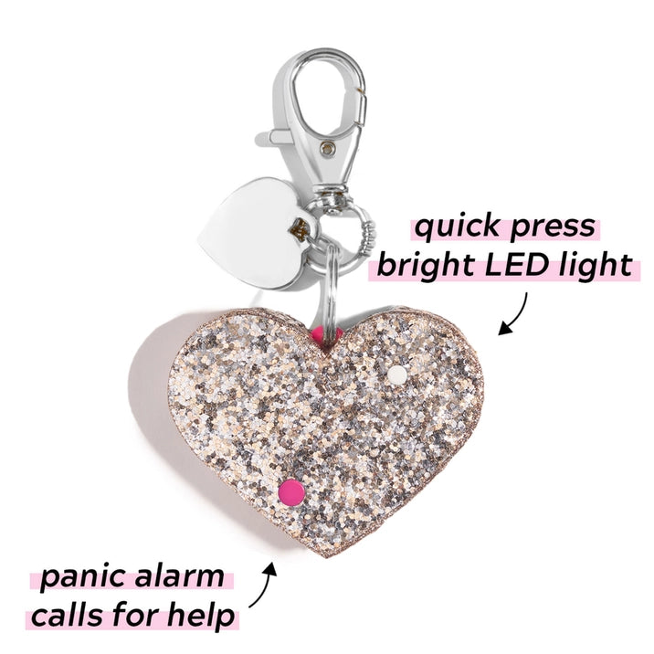 Safety Alarm - Rose Gold Sparkly Heart