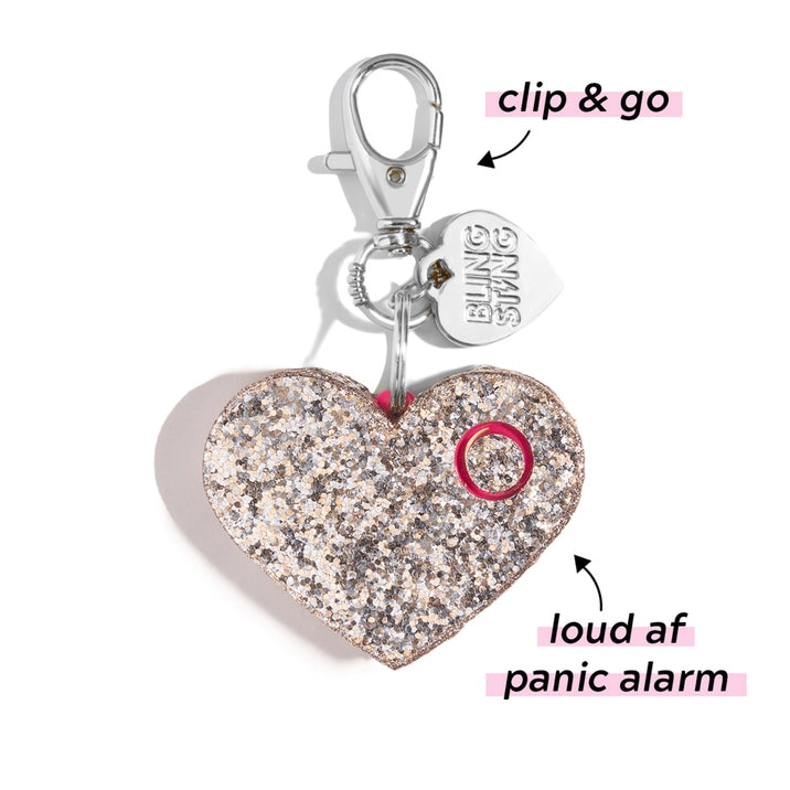 Safety Alarm - Rose Gold Sparkly Heart
