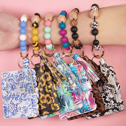 Wallet - Aqua Pattern Beaded Wristlet