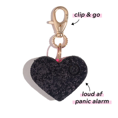 Safety Alarm - Black Sparkly Heart