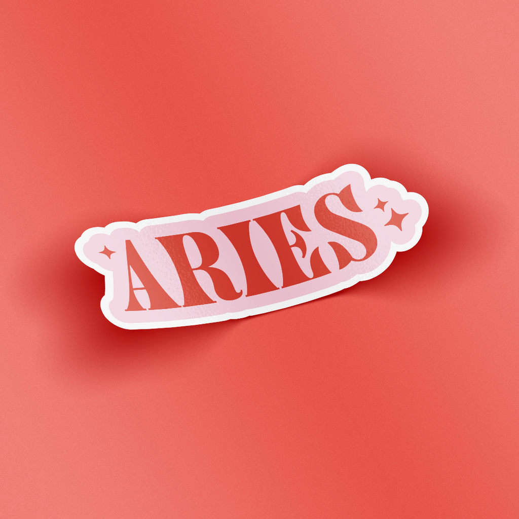 Colorful Sticker design of Aries with star symbols
